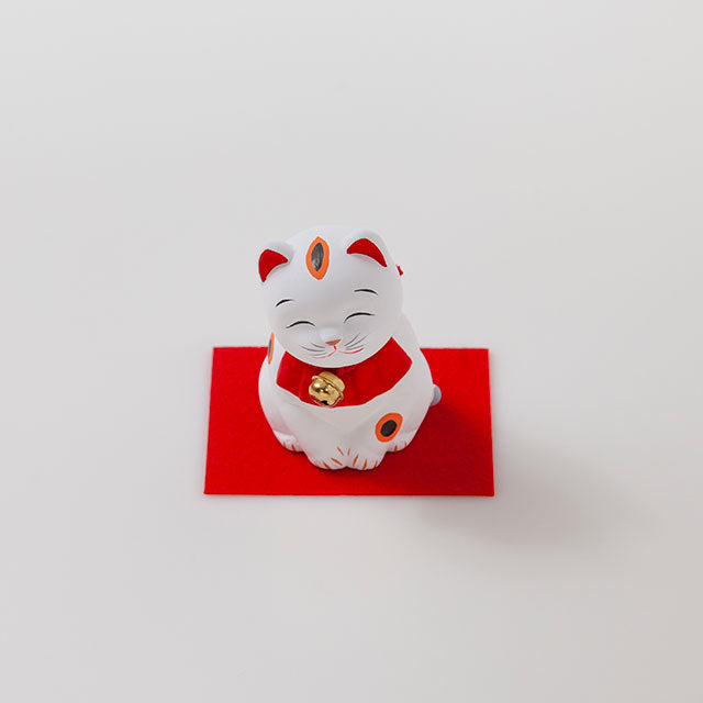 京陶人形 おこしやす猫(毛せん付き)