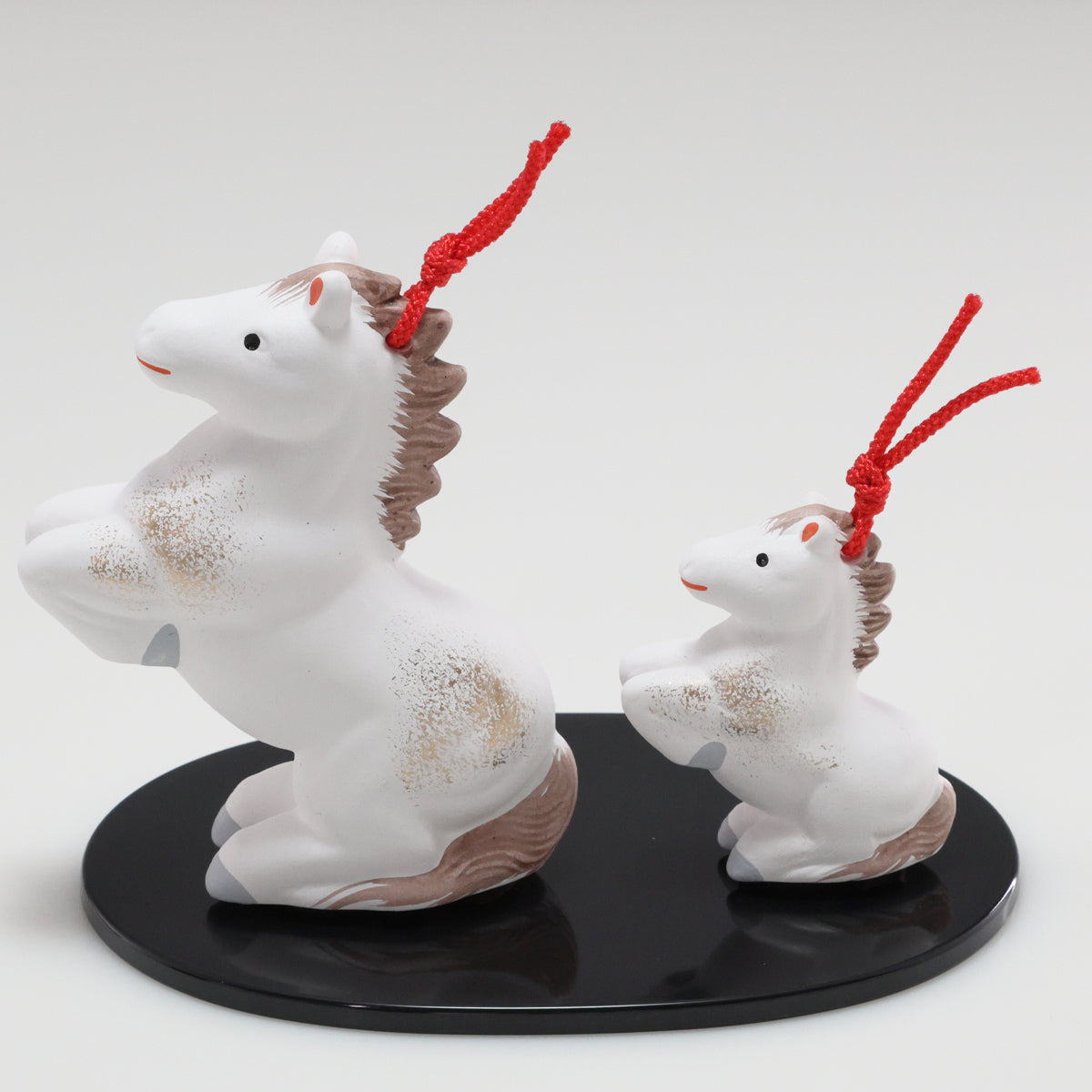 (土鈴)元気親子 午 小判台|京都 和モダン 干支置物