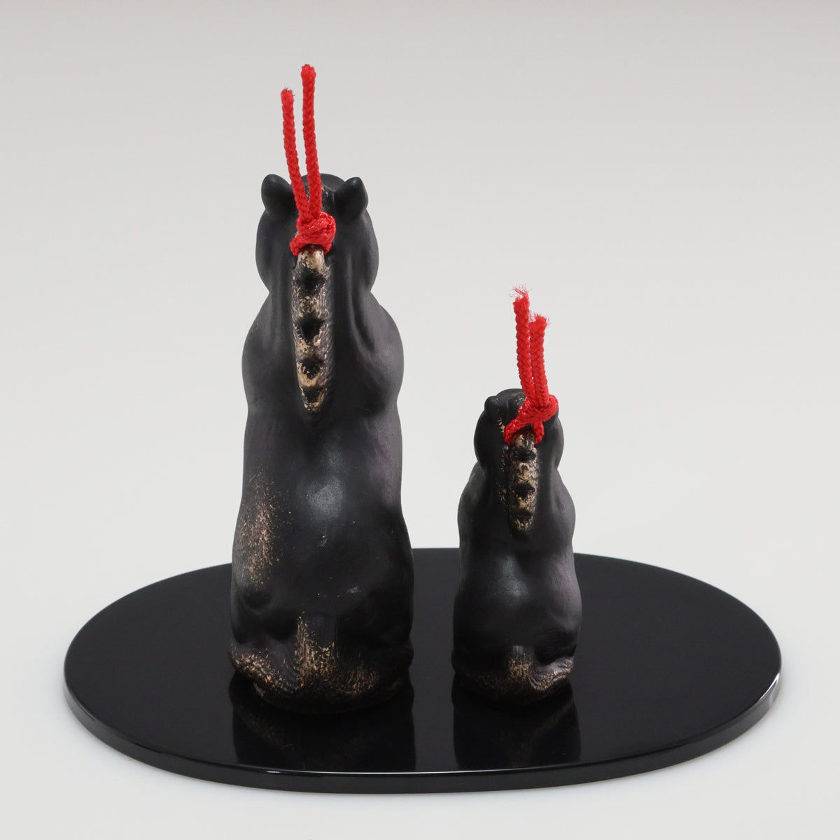 (土鈴)元気親子 午 小判台|京都 和モダン 干支置物