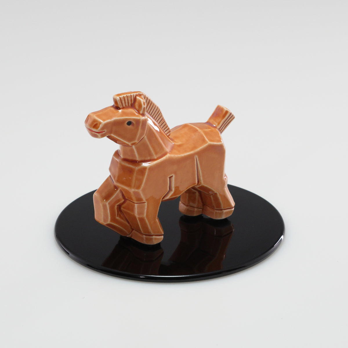 (京焼)木彫進馬 | 京都 和モダン 干支置物 白 茶