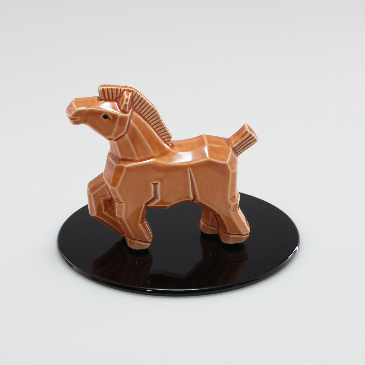 (京焼)木彫進馬 | 京都 和モダン 干支置物 白 茶