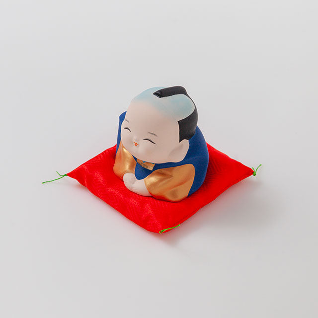 京陶人形 ほほえみ土鈴 福助 座布団付