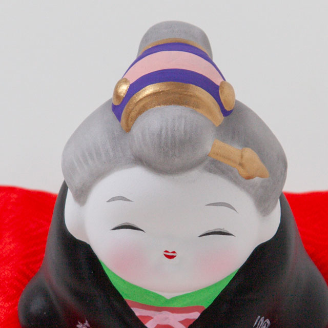 ほほえみ土鈴 お福 座布団付