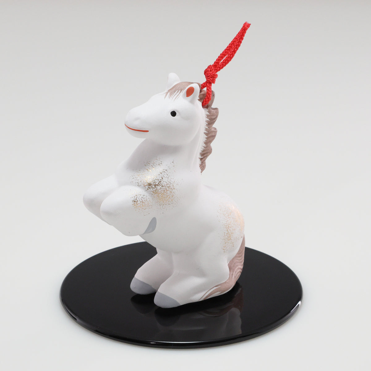 （土鈴）元気 大 午 丸台｜京都 和モダン 干支置物 白 黒 素焼き