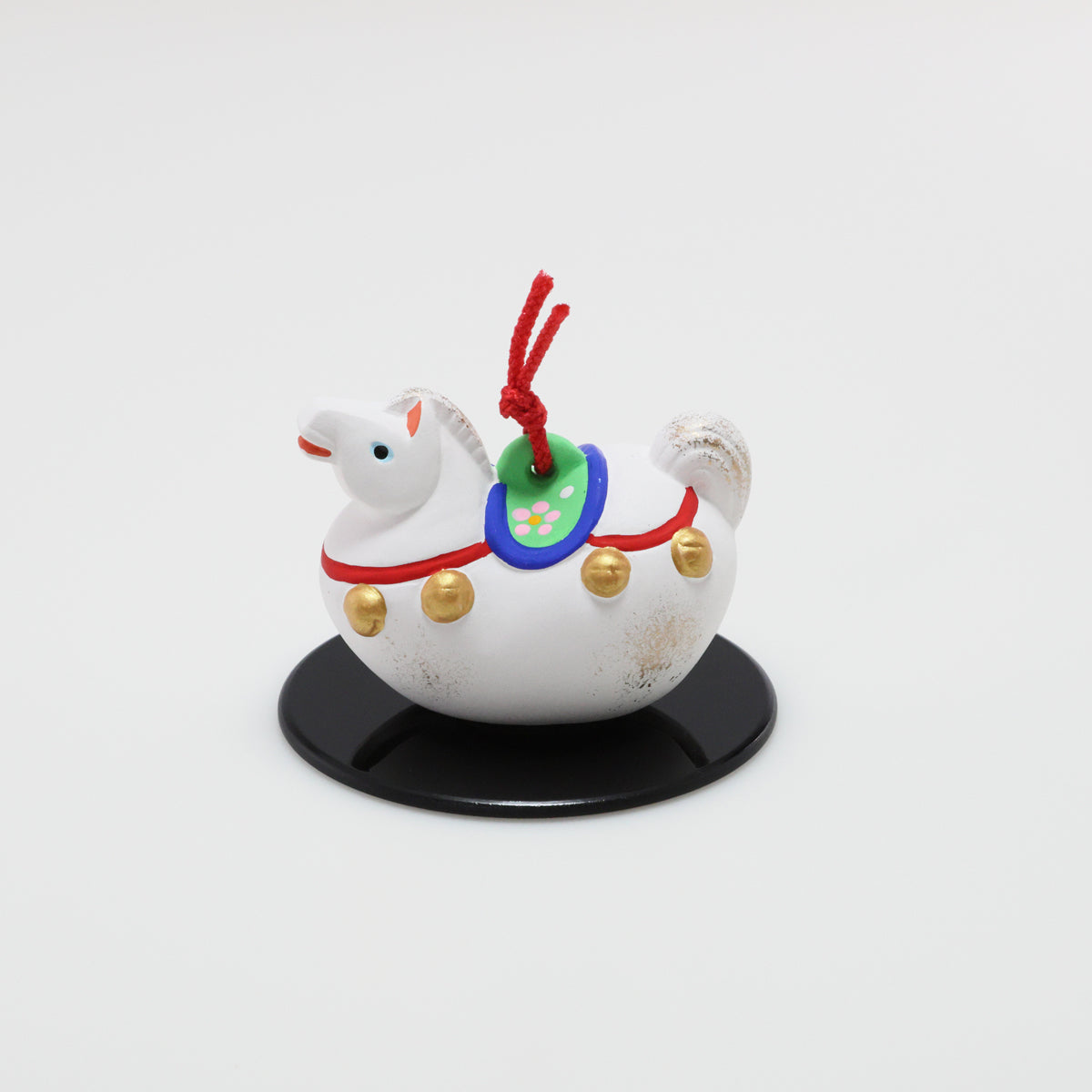 （土鈴） 飾り午 丸台｜京都 和モダン 干支置物 白・黒